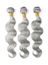 Silver Grey Bundles With 5x5 13x4 Lace Frontal Closure Body Wave Human Hair