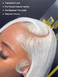 Silver Color 3D Body Wave 13x4 Lace Frontal Wig Pre Bleached Barbie Hair Style Human Hair Wigs