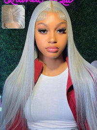 Silver Color 3D Body Wave 13x4 Lace Frontal Wig Pre Bleached Barbie Hair Style Human Hair Wigs