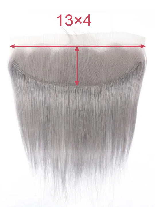 Silver Grey Bundles With 5x5 13x4 Lace Frontal Closure Straight Human Hair