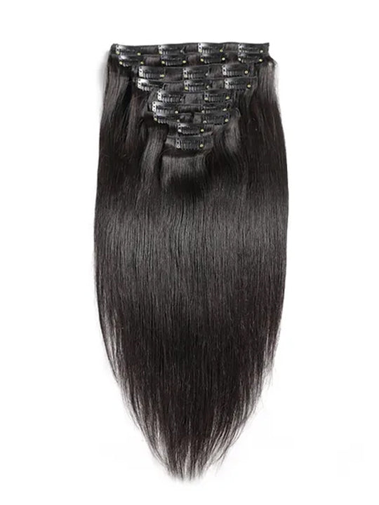 Straight Clip In Human Hair Extensions Full Head 120g/set Clip on Hair Extension for Women