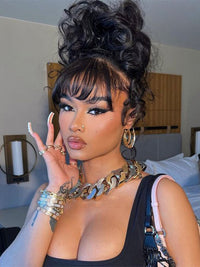 Kisslove Short Clip In Air Bang Natural Black Human Hair Bang Extension For Women
