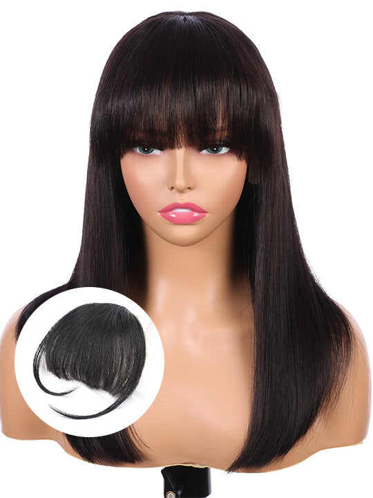 Kisslove Short Clip In Air Bang Natural Black Human Hair Bang Extension For Women