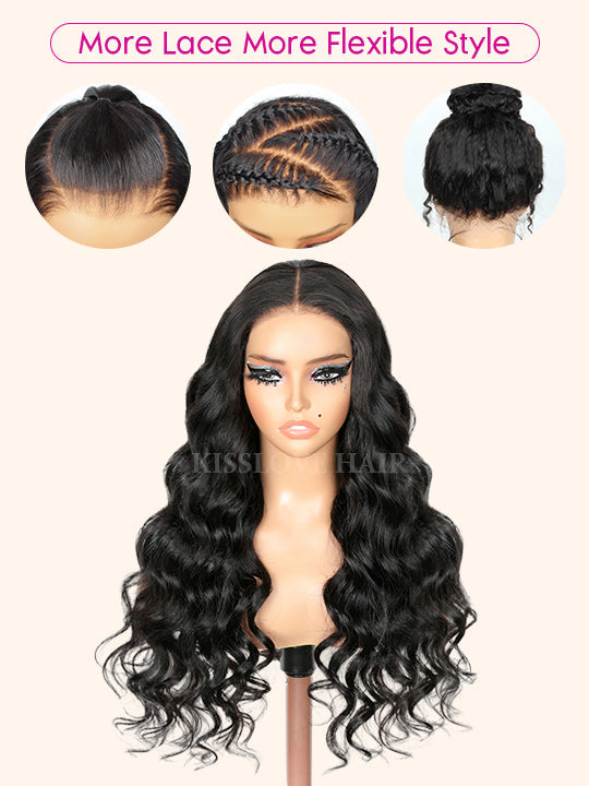 Kisslove Hair Body Wave Invisi-Drawstring 360 Lace Wig Pre Everything Glueless Lace Frontal Wigs