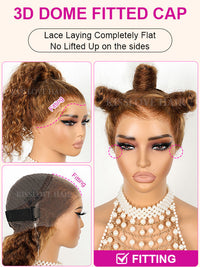 Kisslove Honey Blonde Highlights Body Wave Invisi-Drawstring Snug Fit 360 Lace Wig Glueless Human Hair Wigs