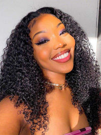 Kinky Curly Hair 13x6 Lace Frontal Wig Pull Go Drawstring Transparent Lace Frontal Wigs