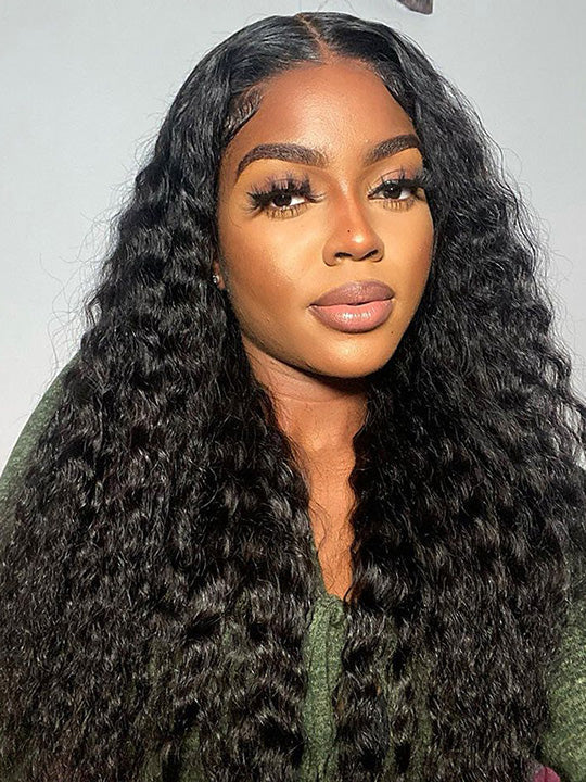 Water Wave Easi-Drawstring Wig Brazilian Virgin Human Hair 4x4 13x4 Lace Front Wigs