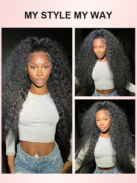 Water Wave Easi-Drawstring Wig Brazilian Virgin Human Hair 4x4 13x4 Lace Front Wigs