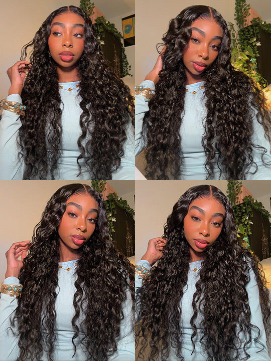Water Wave Easi-Drawstring Wig Brazilian Virgin Human Hair 4x4 13x4 Lace Front Wigs
