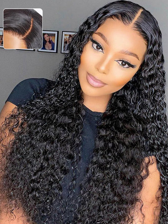 Water Wave Easi-Drawstring Wig Brazilian Virgin Human Hair 4x4 13x4 Lace Front Wigs