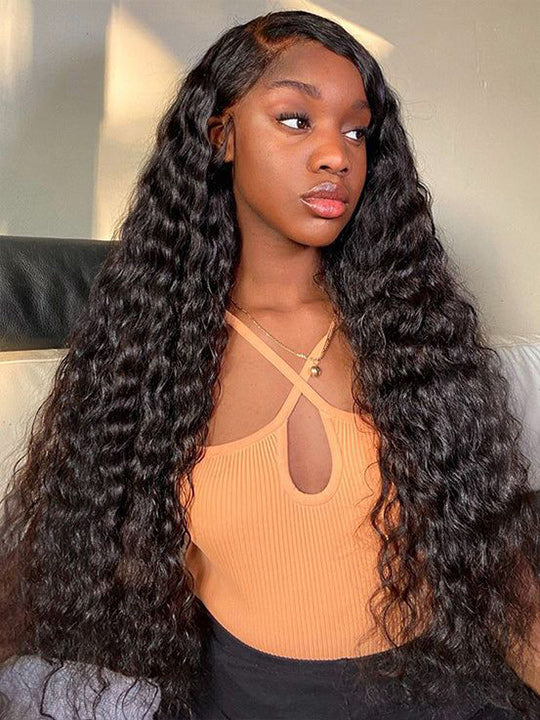 Water Wave Easi-Drawstring Wig Brazilian Virgin Human Hair 4x4 13x4 Lace Front Wigs
