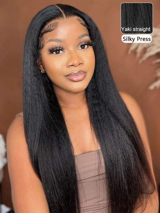 [Wear & Go] Yaki Straight/Kinky Straight Hair Bye Bye Knots Put on and Go Glueless 6x4.5/10x6 Parting Max Lace Wigs