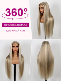 [Wear & Go] Pre-Everything Blonde Balayage Highlights 5x5 Lace Wig Straight Human Hair Wigs