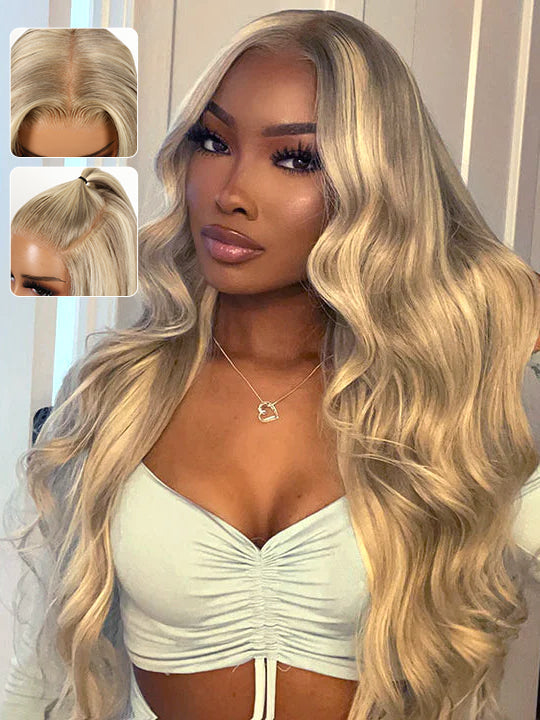 Kisslove Hair Blonde Balayage On Brown Hair 3D Body Wave 13x6 Lace Front Human Hair Wigs