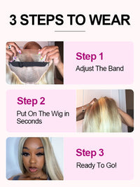 [Wear & Go] Pre-Everything Blonde Balayage Highlights 5x5 Lace Wig Straight Human Hair Wigs