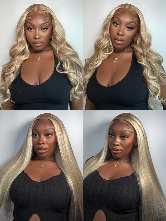 Kisslove Hair Blonde Balayage On Brown Hair 3D Body Wave 13x6 Lace Front Human Hair Wigs
