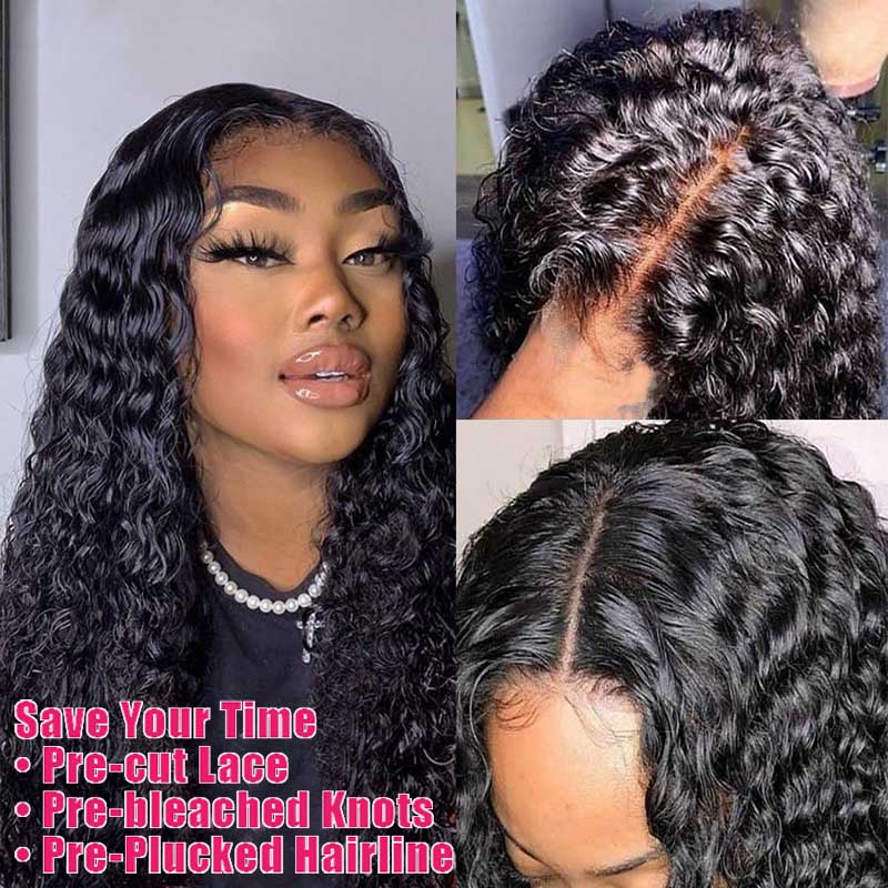 [Wear & Go] Bleached Knots Glueless 5x5/6x4.5 Lace Front Human Hair Wigs Deep Wave