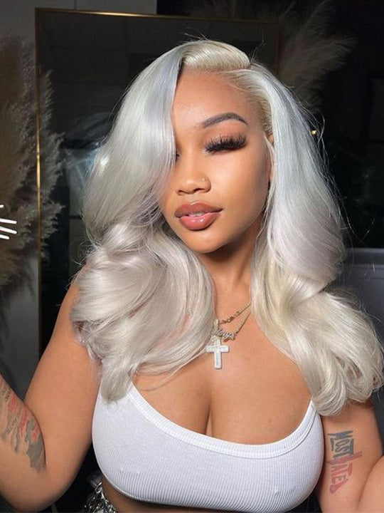 Kisslove 360 Lace Frontal Wig #60 Platinum Ash Blonde White Color Wig With Snug Fit Invisi Drawstring Cap