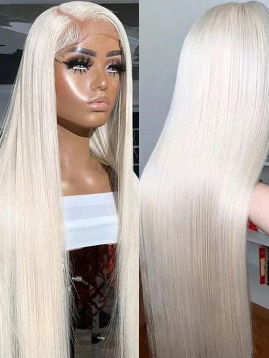 Kisslove 360 Lace Frontal Wig #60 Platinum Ash Blonde White Color Wig With Snug Fit Invisi Drawstring Cap