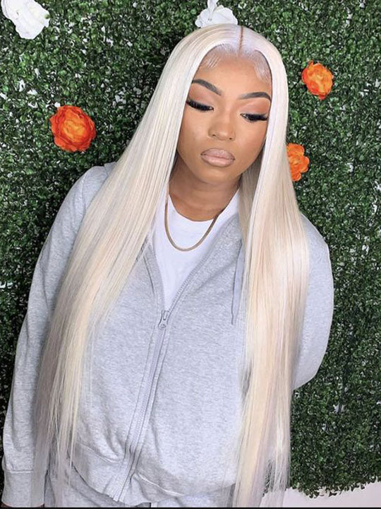 Kisslove 360 Lace Frontal Wig #60 Platinum Ash Blonde White Color Wig With Snug Fit Invisi Drawstring Cap