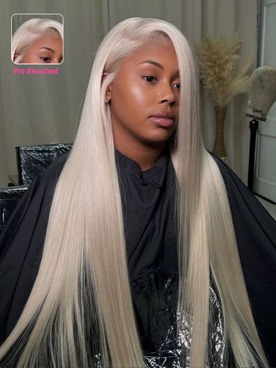 Kisslove 360 Lace Frontal Wig #60 Platinum Ash Blonde White Color Wig With Snug Fit Invisi Drawstring Cap