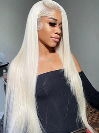 13x6 HD Lace Wigs White Blonde Hair Bone Straight Human Hair Wigs
