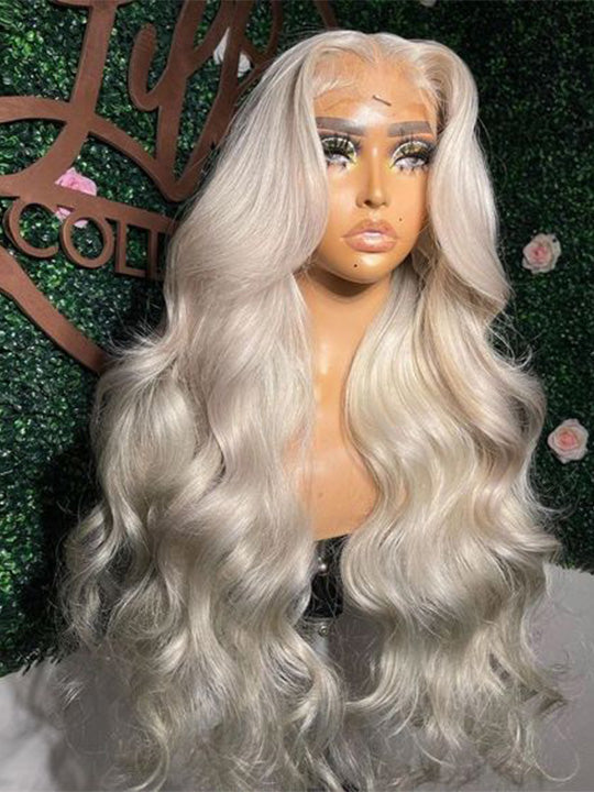 Kisslove 360 Lace Frontal Wig #60 Platinum Ash Blonde White Color Wig With Snug Fit Invisi Drawstring Cap