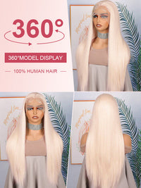 White Human Hair Wig 13x4 13x6 Transparent HD Lace Wigs Platinum Blonde Wig #60 Color Hair