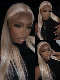 White Human Hair Wig 13x4 13x6 Transparent HD Lace Wigs Platinum Blonde Wig #60 Color Hair