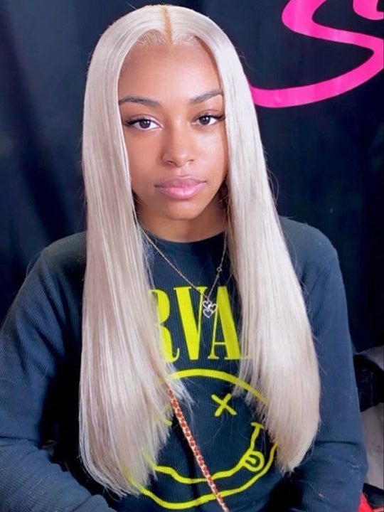 White Human Hair Wig 13x4 13x6 Transparent HD Lace Wigs Platinum Blonde Wig #60 Color Hair