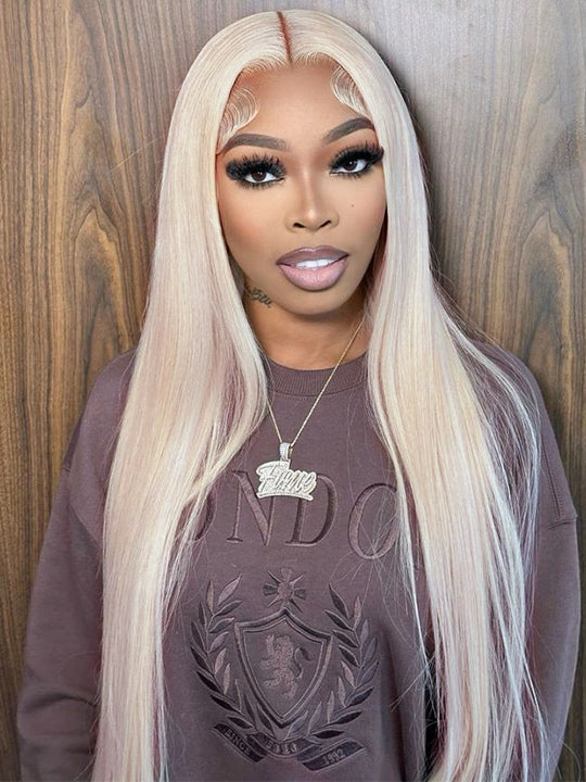 White Human Hair Wig 13x4 13x6 Transparent HD Lace Wigs Platinum Blonde Wig #60 Color Hair