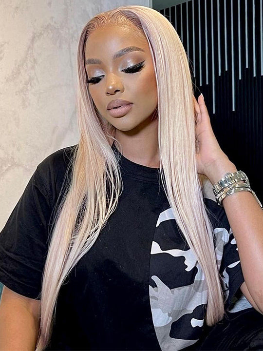 White Human Hair Wig 13x4 13x6 Transparent HD Lace Wigs Platinum Blonde Wig #60 Color Hair