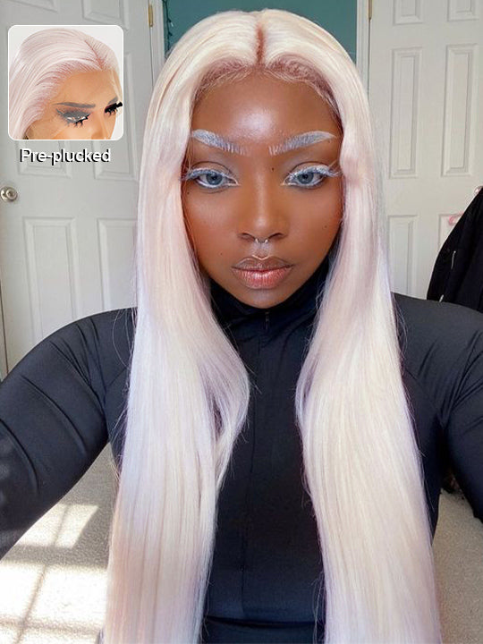 White Human Hair Wig 13x4 13x6 Transparent HD Lace Wigs Platinum Blonde Wig #60 Color Hair