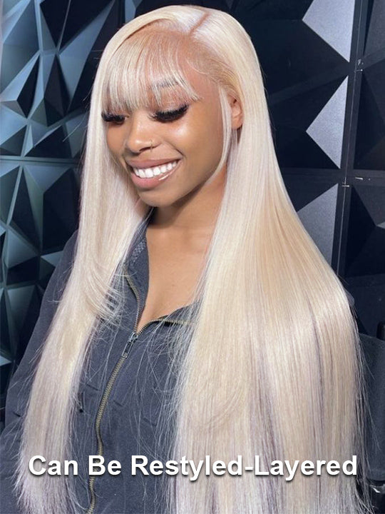 White Human Hair Wig 13x4 13x6 Transparent HD Lace Wigs Platinum Blonde Wig #60 Color Hair