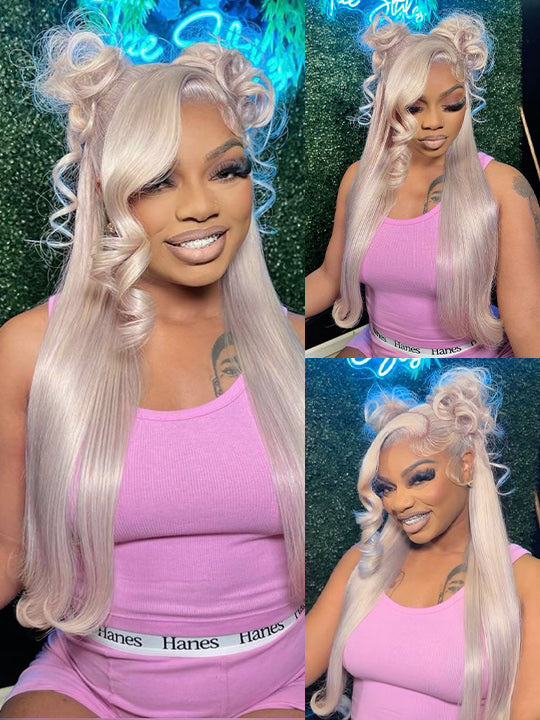 #60 White Color Hair 3D Body Wave 13x4 13x6 Transparent HD Lace Human Hair Wigs
