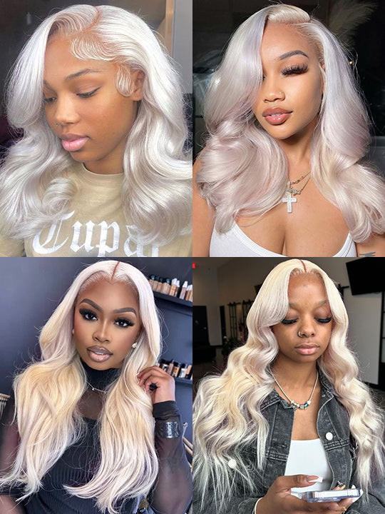 #60 White Color Hair 3D Body Wave 13x4 13x6 Transparent HD Lace Human Hair Wigs