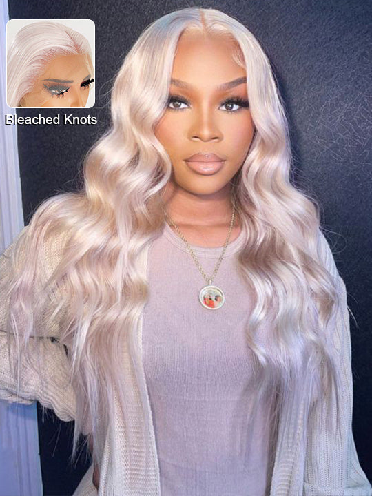 #60 White Color Hair 3D Body Wave 13x4 13x6 Transparent HD Lace Human Hair Wigs
