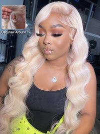 #60 White Color Hair 3D Body Wave 13x4 13x6 Transparent HD Lace Human Hair Wigs