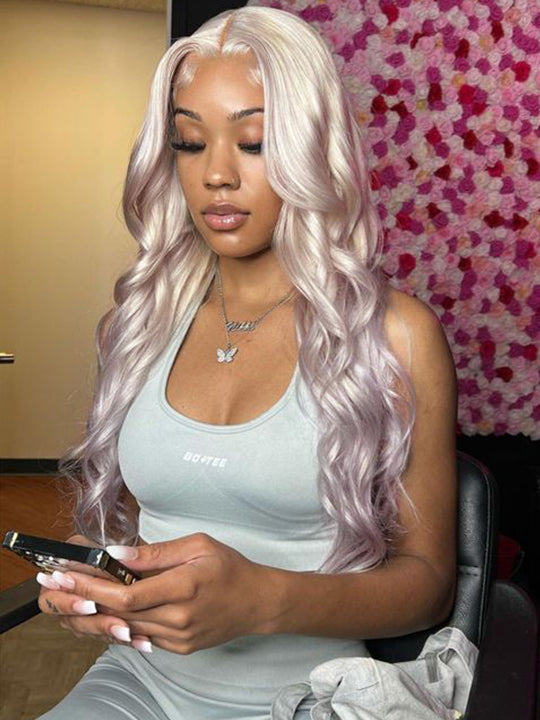 #60 White Color Hair 3D Body Wave 13x4 13x6 Transparent HD Lace Human Hair Wigs
