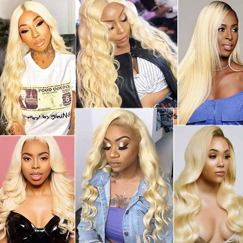 613 Honey Blonde Hair 13x4 HD Lace Front Human Hair Wigs 3D Body Wave