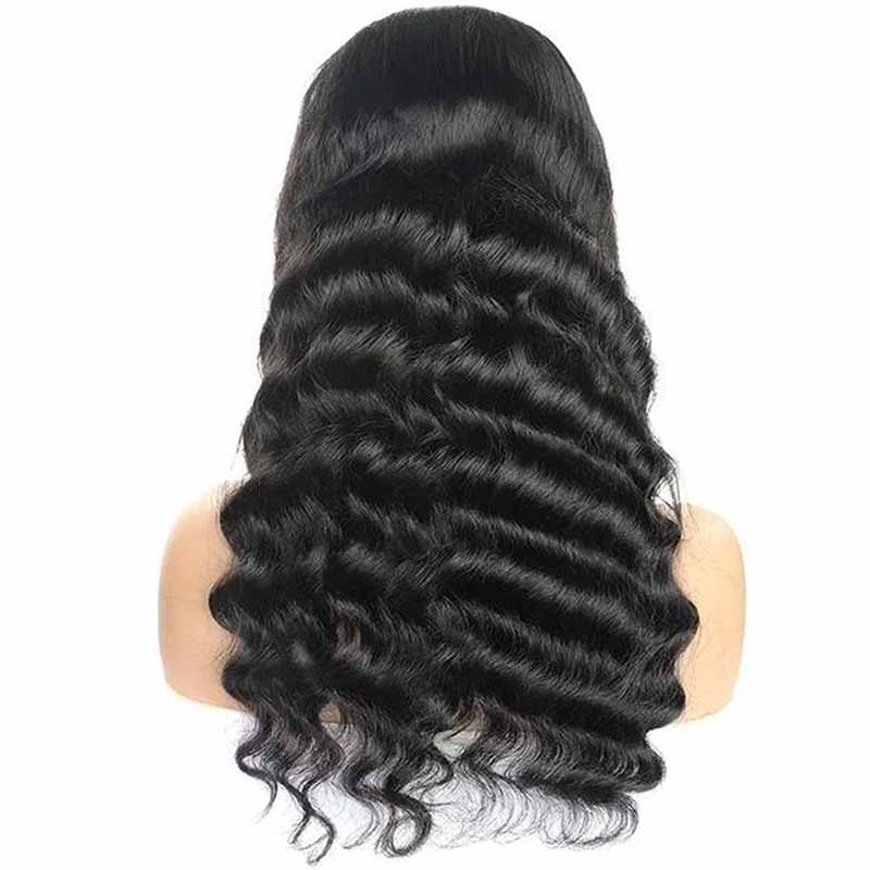 Crimped Hair 4x4 Closure Wig Loose Deep Wave Brazilian Virgin Human Hair Wigs