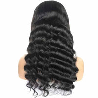 Crimped Hair 4x4 Closure Wig Loose Deep Wave Brazilian Virgin Human Hair Wigs