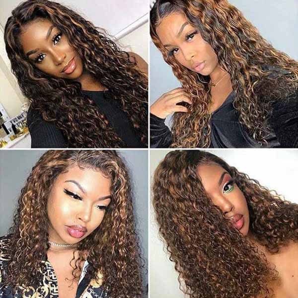5*5 Transparent HD Lace Wig Highlight Deep Wave Wig Brazilian Virgin Human Hair Wigs
