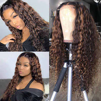 5*5 Transparent HD Lace Wig Highlight Deep Wave Wig Brazilian Virgin Human Hair Wigs