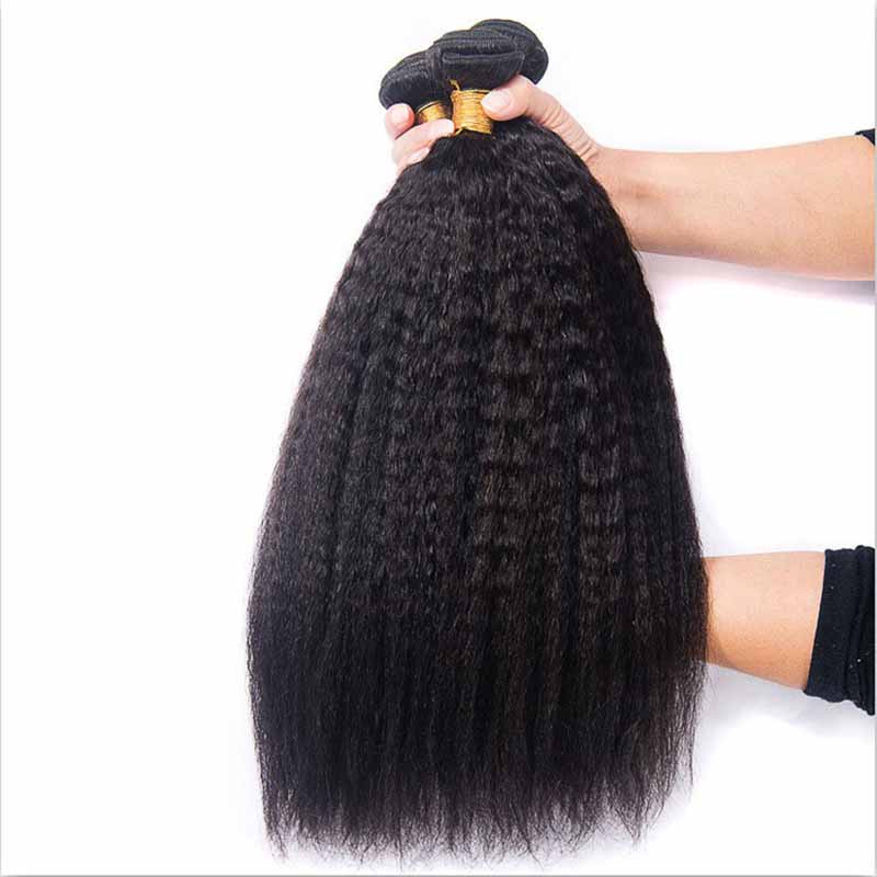 Kisslove Hair Brazilian Kinky Straight Virgin Human Hair Bundles For Sew In 100% Human Hair Extensions