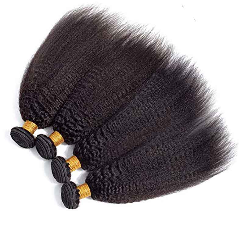 Kisslove Hair Brazilian Kinky Straight Virgin Human Hair Bundles For Sew In 100% Human Hair Extensions