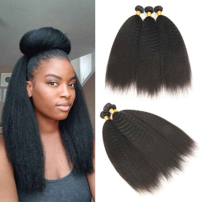 Kisslove Hair Brazilian Kinky Straight Virgin Human Hair Bundles For Sew In 100% Human Hair Extensions