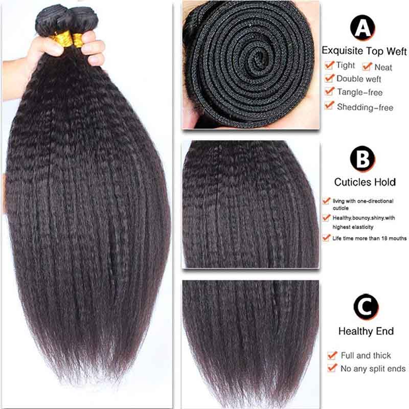 Kisslove Hair Brazilian Kinky Straight Virgin Human Hair Bundles For Sew In 100% Human Hair Extensions