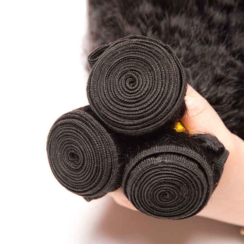 Kisslove Hair Brazilian Kinky Straight Virgin Human Hair Bundles For Sew In 100% Human Hair Extensions