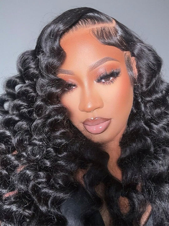 Fancy Curly 13x4 HD Transparent Lace Frontal Wigs 100% Human Hair Daily Wear Wig